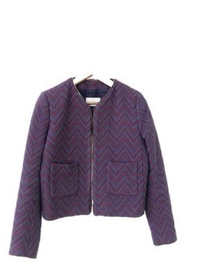 Sandro Chevron Knit Blazer with zip accent - Purple Multi